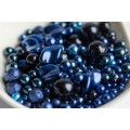 MIX Perly kulaté i tvarované modré 4-12mm | perlex-jablonec.cz