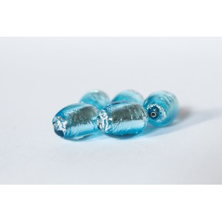 Ručně vinuté skleněné perly – modré oválné
